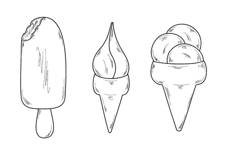 vector illustration, sketch of the cold ice creamのイラスト素材