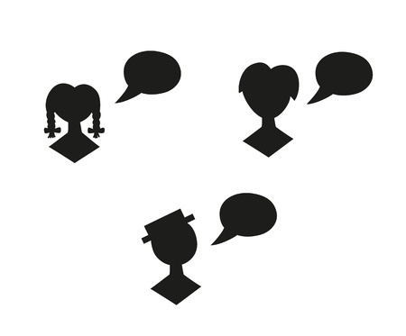 silhouette of different people with speak bubbleのイラスト素材