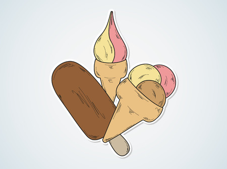 vector illustration, sketch of the cold ice creamのイラスト素材