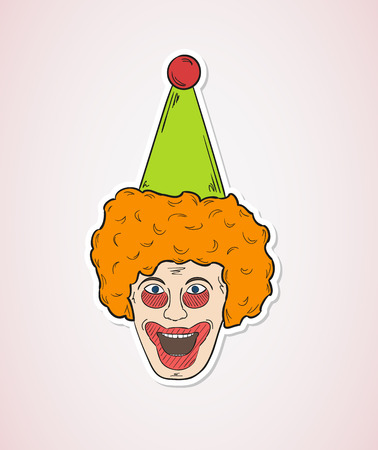 sketch of the clown head on red backgroundのイラスト素材