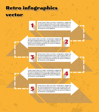 retro yellow infographics with white connected arrowsのイラスト素材