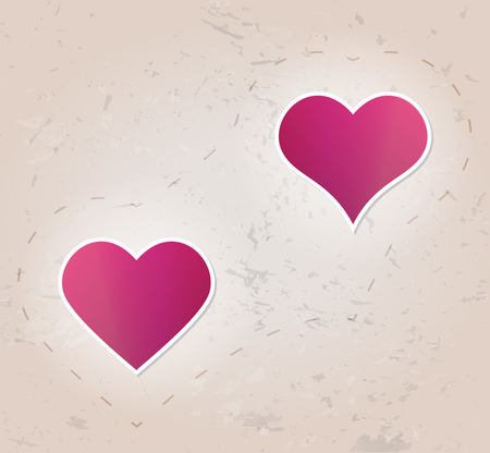 two red gradient hearts as a symbol of love on grunge backgroundのイラスト素材