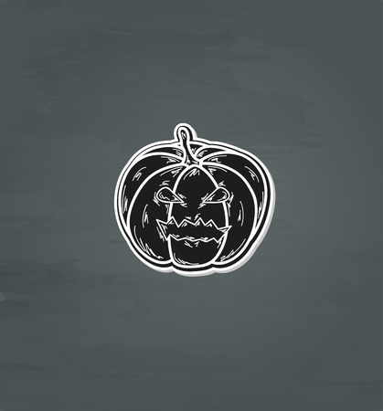 black halloween pumpkin with eyes and mouthのイラスト素材