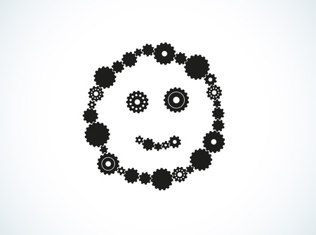 smile created from different cog wheelsのイラスト素材