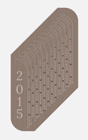 monthly calendar 2015 on brown backgroundのイラスト素材