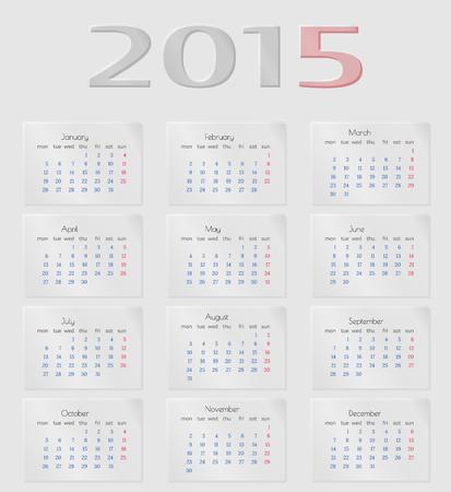 monthly calendar 2015 on gray backgroundのイラスト素材