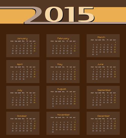 monthly calendar 2015 on brown backgroundのイラスト素材