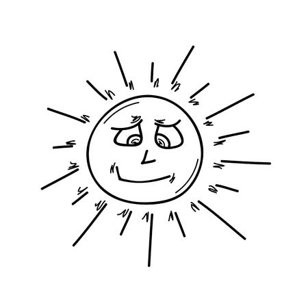 smiling sun on white backgroundのイラスト素材