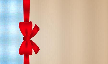 brown and blue cardboard background  with red bow, vector templateのイラスト素材