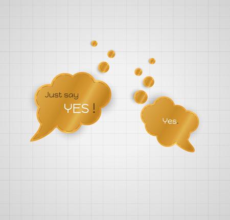 green speech bubble with text Just say yes, and answer speak bubble Yesのイラスト素材