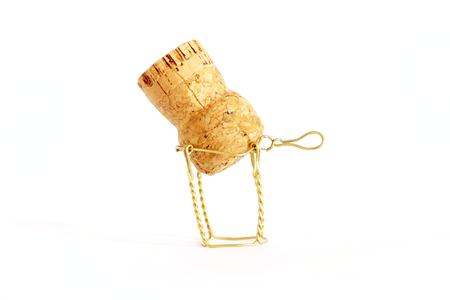 cork from champagne bottle on white backgroundの写真素材
