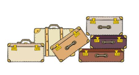 sketch of the suitcases on white backgroundのイラスト素材
