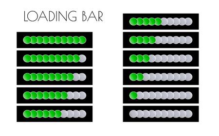 loading bars with green circles on the black backgroundのイラスト素材