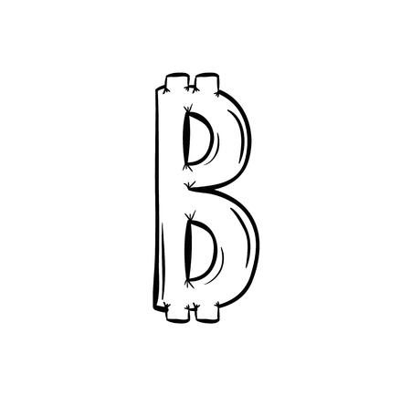 sketch of the bitcoin symbol on white backgroundのイラスト素材