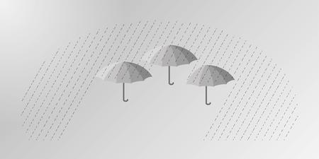 three umbrellas on the rain as a symbol of the protectionのイラスト素材