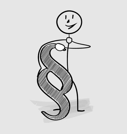 man holding the paragraph symbol on gray backgroundのイラスト素材