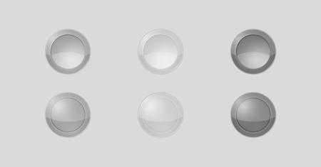 six badges with gray or silver color, three of them are inactive and three are active, vector illustrationのイラスト素材