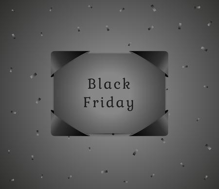 black friday gift with black confetti on dark gray gradient backgroundのイラスト素材