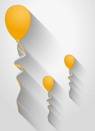 gold balloons with long shadow on gray gradient backgroundのイラスト素材