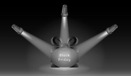 black friday present and three lights on black backgroundのイラスト素材
