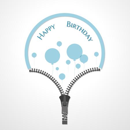 zipper and blue wish to birthday with balloonsのイラスト素材