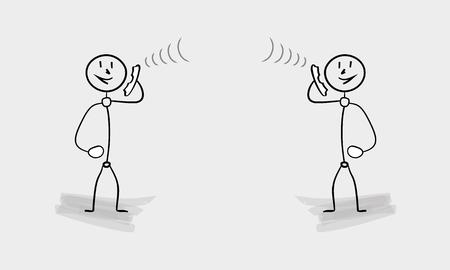 two people with mobile phone, calling each otherのイラスト素材
