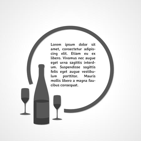 gray bottle with glasses and circle on gray gradient backgroundのイラスト素材