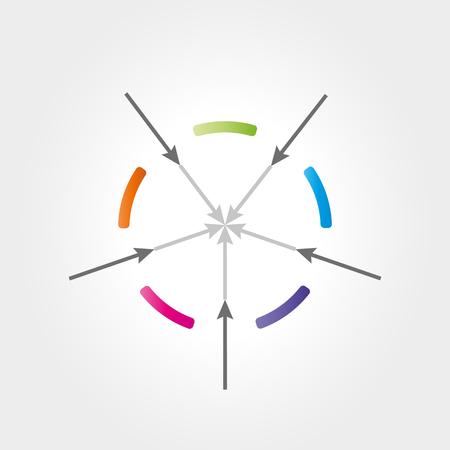 abstract color circle with arrows targeting to centerのイラスト素材