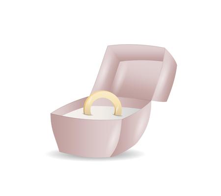 gold ring in box with shadow on white backgroundのイラスト素材