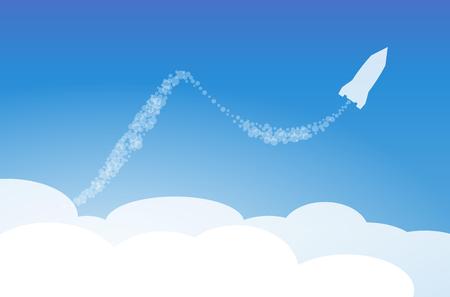 silhouette of the rocket in the cloudsのイラスト素材