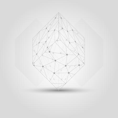 cube from different small triangles created from connected dotsのイラスト素材
