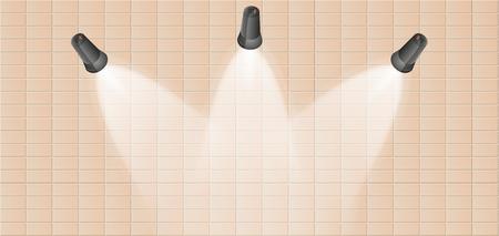 three black lights and brown brick wallのイラスト素材