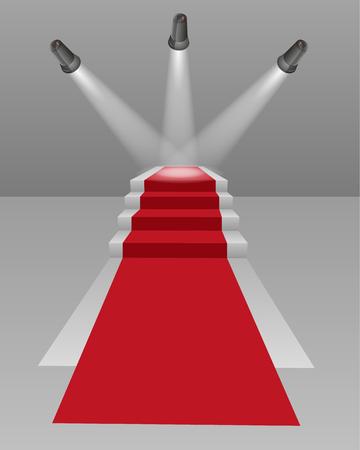 red carpet, three lights and stairs to winning podiumのイラスト素材