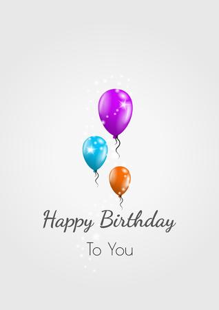 card with happy birthday text and balloons on gray gradient backgroundのイラスト素材