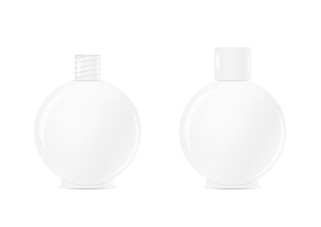 open and closed clean blank plastic bottle, isolatedのイラスト素材