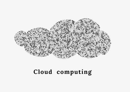 cloud computing with cloud from small black dotsのイラスト素材