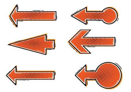 six different arrows in retro comic styleのイラスト素材