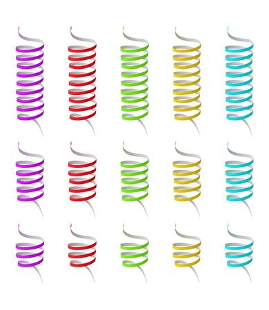 collection of spiral ribbons with different size and colorのイラスト素材