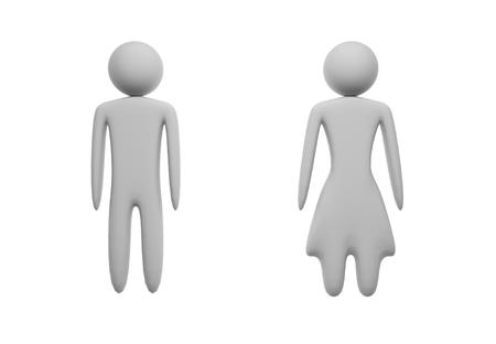 White male and female figures on white background. Isolated. 3D illustration.の写真素材