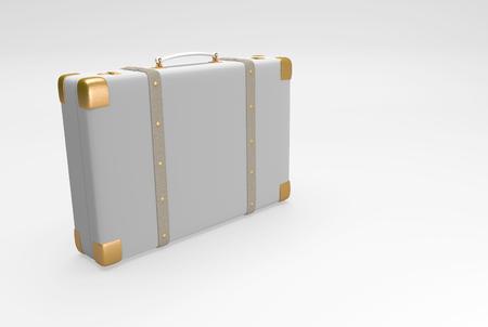 Gray suitcase with straps suitable for traveling and with personal belongings. 3D illustrationの写真素材