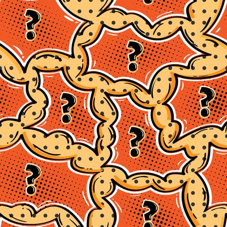 seamless pattern with question mark in retro comic styleのイラスト素材