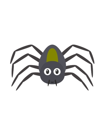 Spider illustration as a funny character. Wild and dangerous animal. Small cartoon creature, isolated object in flat design on white background.のイラスト素材
