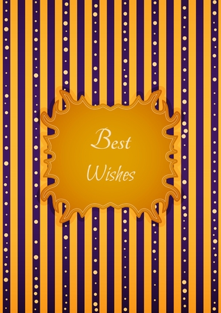 Decorative birthday sticker in retro vintage style on striped background. Poster with motivation text: BEST WISHES.のイラスト素材
