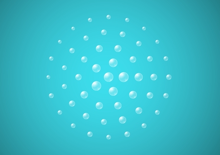 Semi transparent balloons with reflection look like a rounded drops of the water on blue background.のイラスト素材