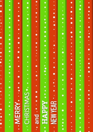 Christmas illustration with green and red stripes covered by white dots. Illustration of christmas color wallpaper contains text: MERRY CHRISTMAS and HAPPY NEW YEAR.のイラスト素材