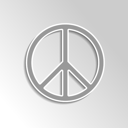 Peace sign for pacifist on gray gradient background. Illustration of rounded peace sign as a symbol of peace, love and no war.のイラスト素材