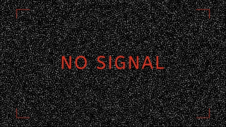 Screen with white and black grain as a TV noise. Illustration contains text: NO SIGNALのイラスト素材