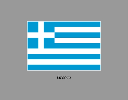 Greece flag. Illustration of the flag on gray backgound. Illustration contains text: greeceのイラスト素材
