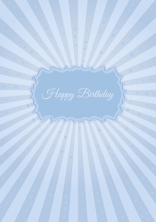 Decorative birthday label in retro star style on striped  Poster with wishing text: Happy Birthdayのイラスト素材