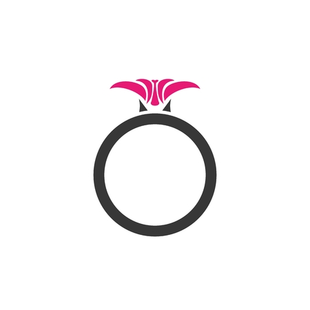 Ring with pink flower isolated on white background.のイラスト素材